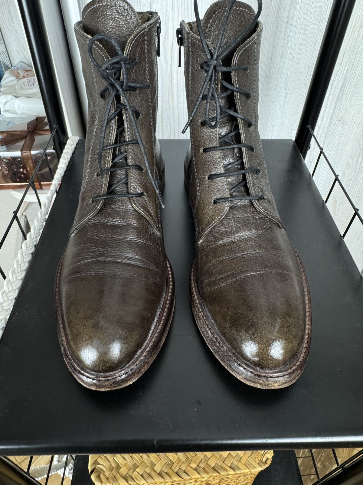 MoMA Moma Leather Laces Zipper Brown Ankle Boot Size US8 EU38 Size US 8 / IT 38 - 6 Thumbnail