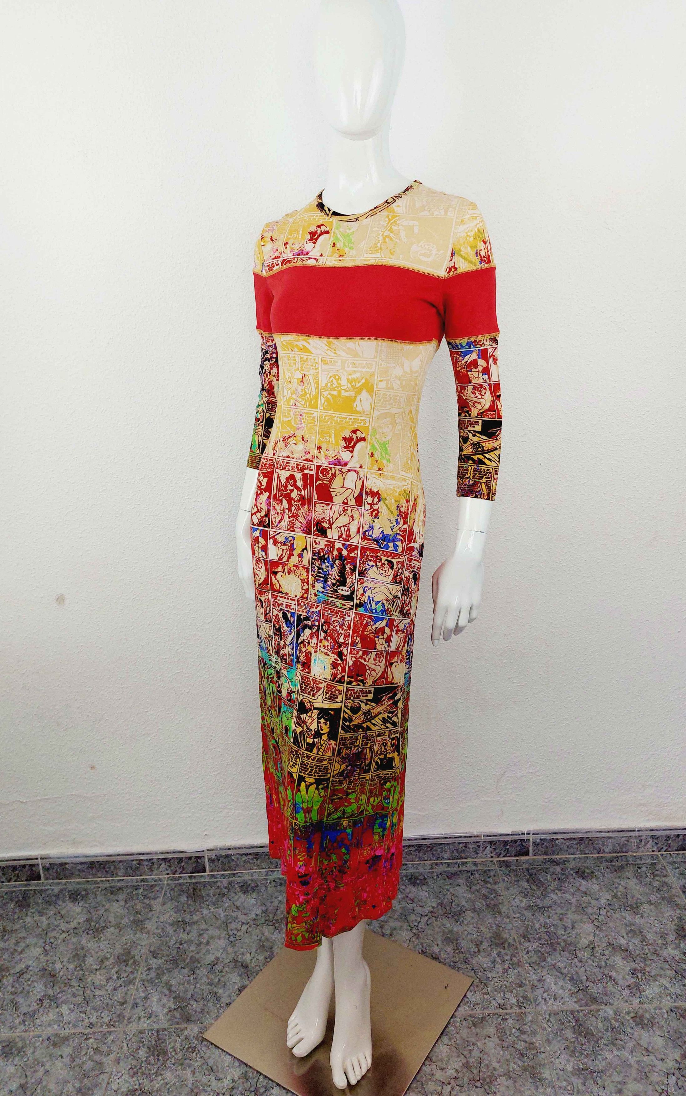Jean Paul Gaultier Jean Paul Gaultier JPG F/W 1995 Safe Sex Comic Maxi Dress Size M / US 6-8 / IT 42-44 - 2 Thumbnail
