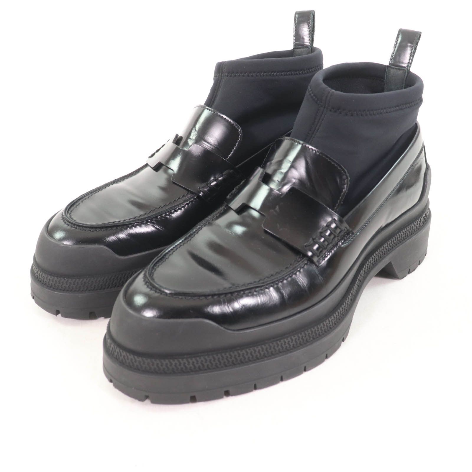 Hermes Hermes Toscan Socks Leather Loafers Leather Shoes in Black, Women's