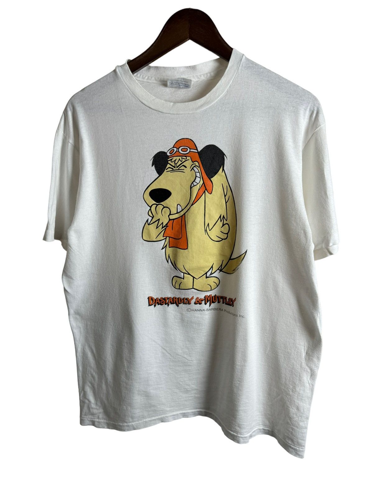 image of Cartoon Network x Racing Vintage Wacky Races Dastardly & Muttley Hanna Barbera Tshirt in White (Siz