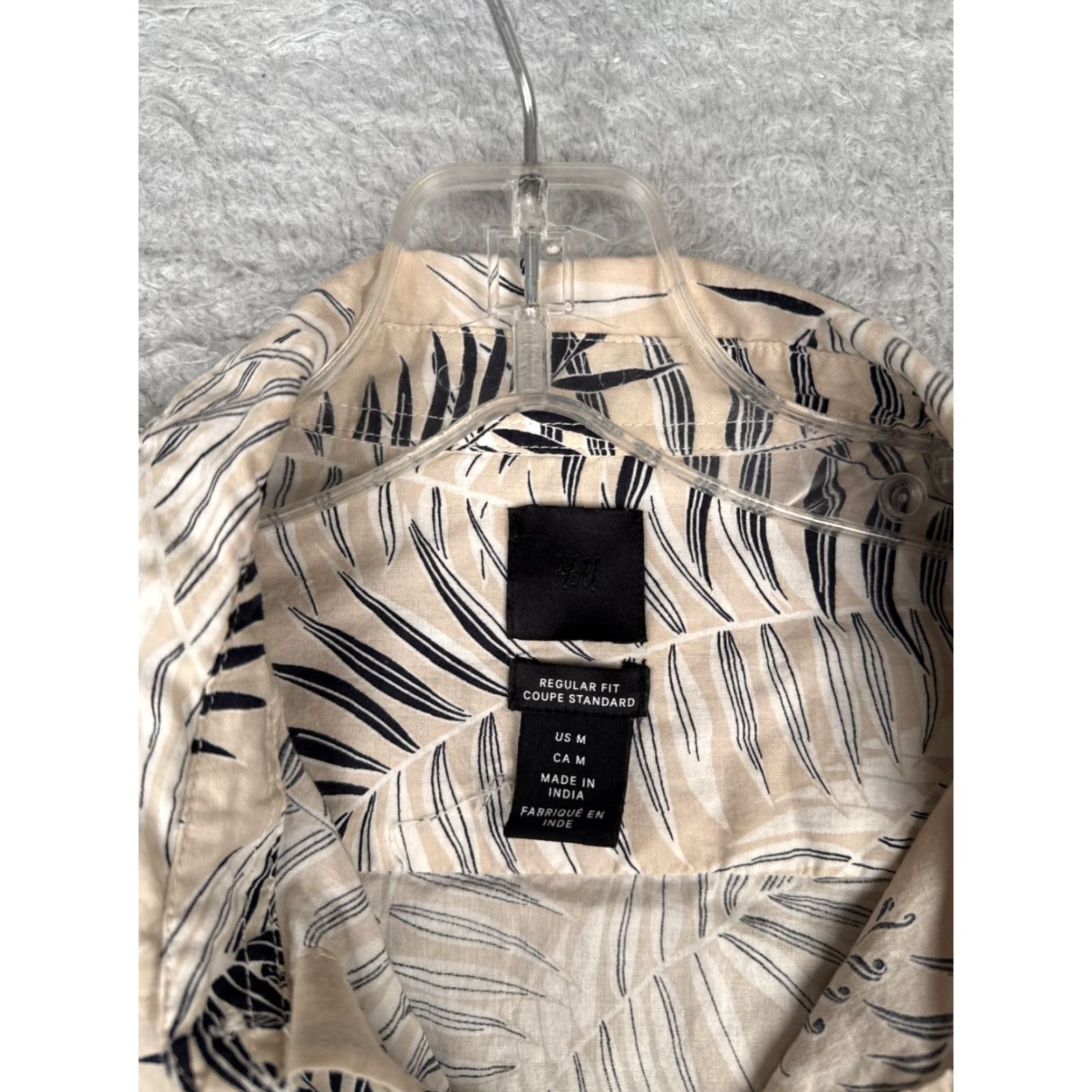 H&M H&M Shirt Adult Medium Beige Floral Leaf Button Up 100% Cotton Pocket Hawaiian Mens Size US M / EU 48-50 / 2 - 7 Thumbnail