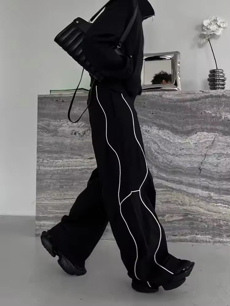 Japanese Brand × Vintage Y2K 2000s retro side swirl line baggy loose pants Size US 30 / EU 46 - 3 Thumbnail