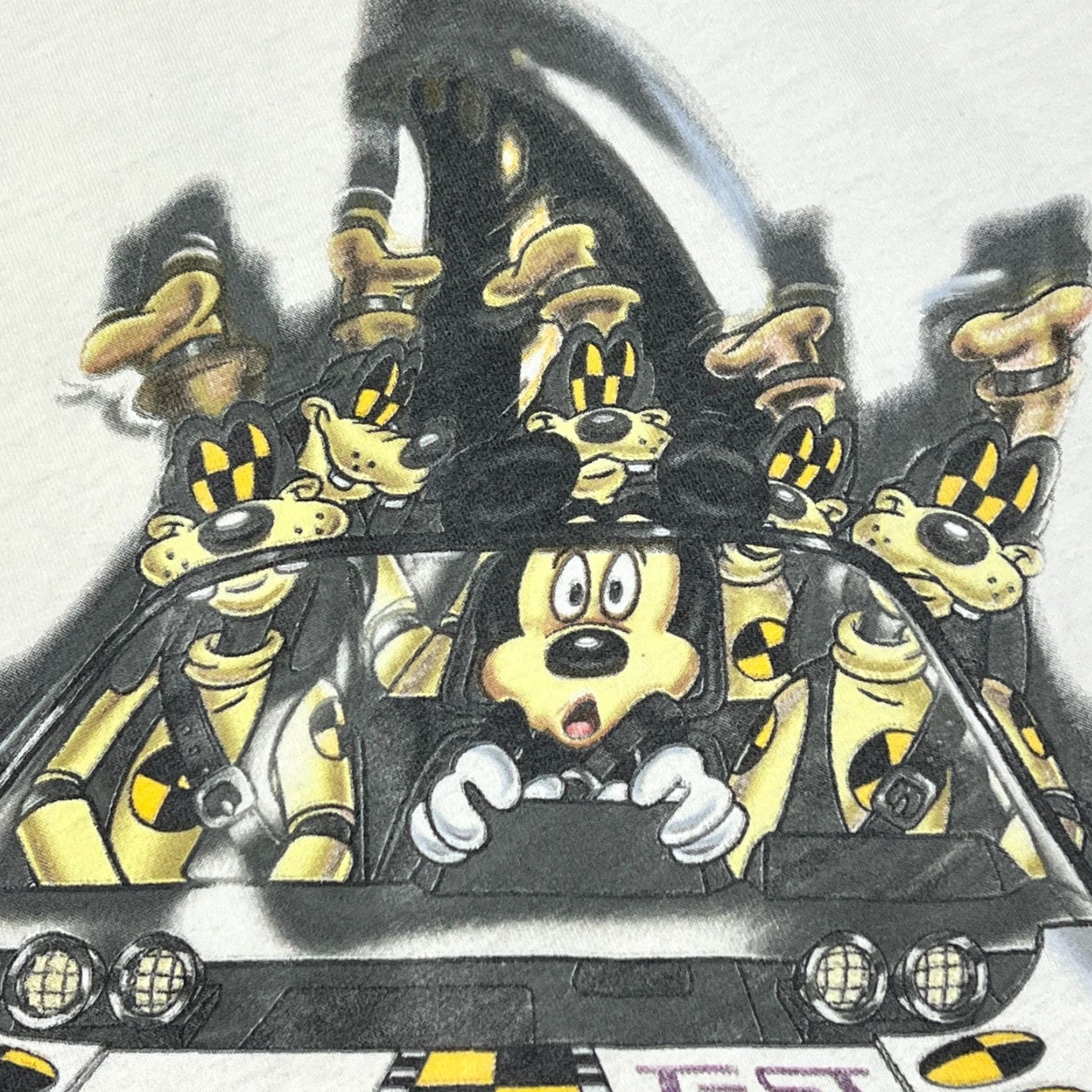 Disney VTG Disney USA Epcot Test Track Shirt Adult L White Mickey Mouse Goofy Graphic Print 90s Cartoon Retro — Made in USA Mens Size US L / EU 52-54 / 3 - 4 Thumbnail