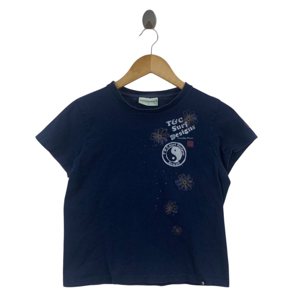 Vintage Vintage TOWN COUNTRY T&C Surf Design Floral Tee Shirt Top Size M / US 6-8 / IT 42-44 - 3 Thumbnail
