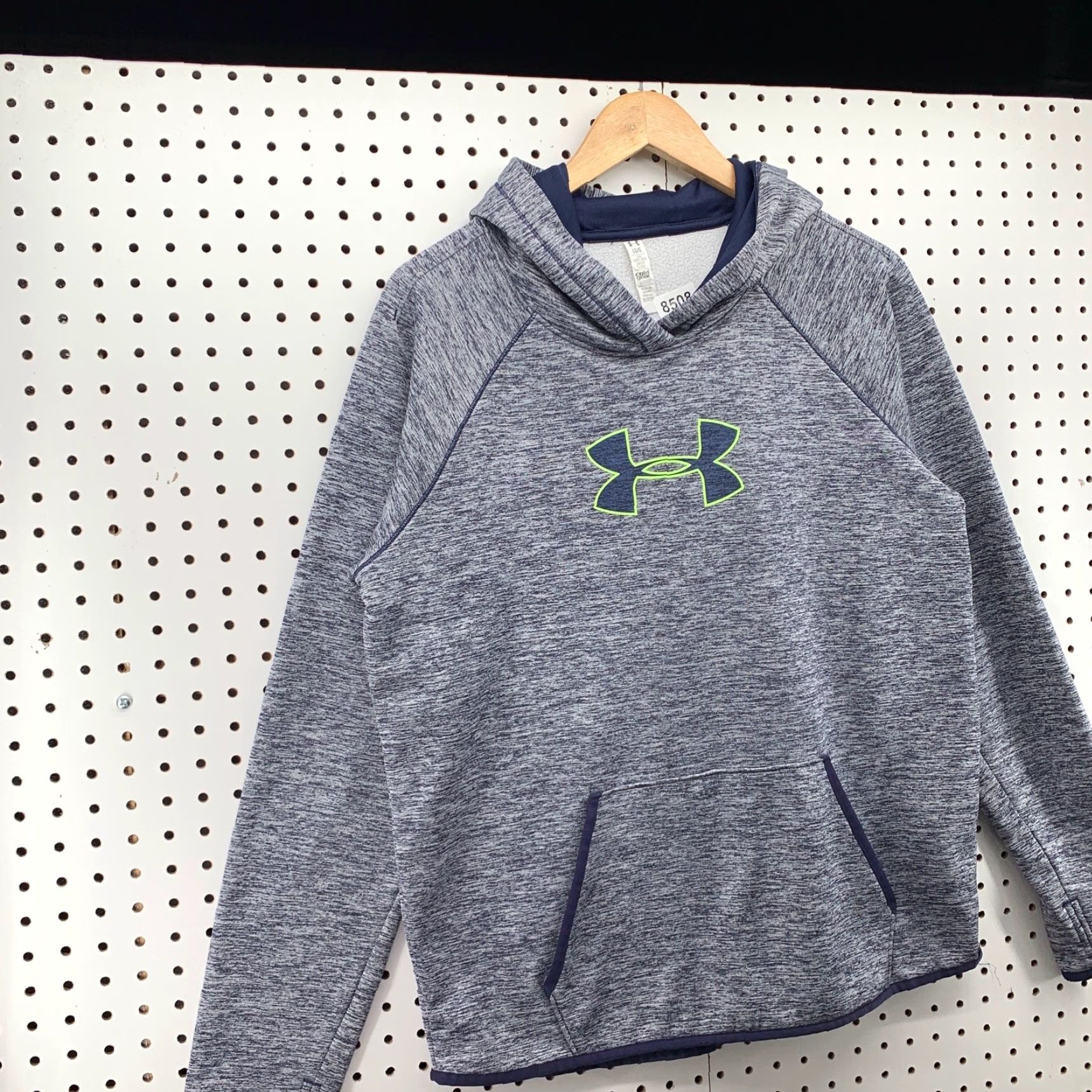 Under Armour VINTAGE MEN'S UNDER ARMOUR LOOSE FIT COLD GEAR PULLOVER HOODIE Heather BLUE Large Size US L / EU 52-54 / 3 - 3 Thumbnail