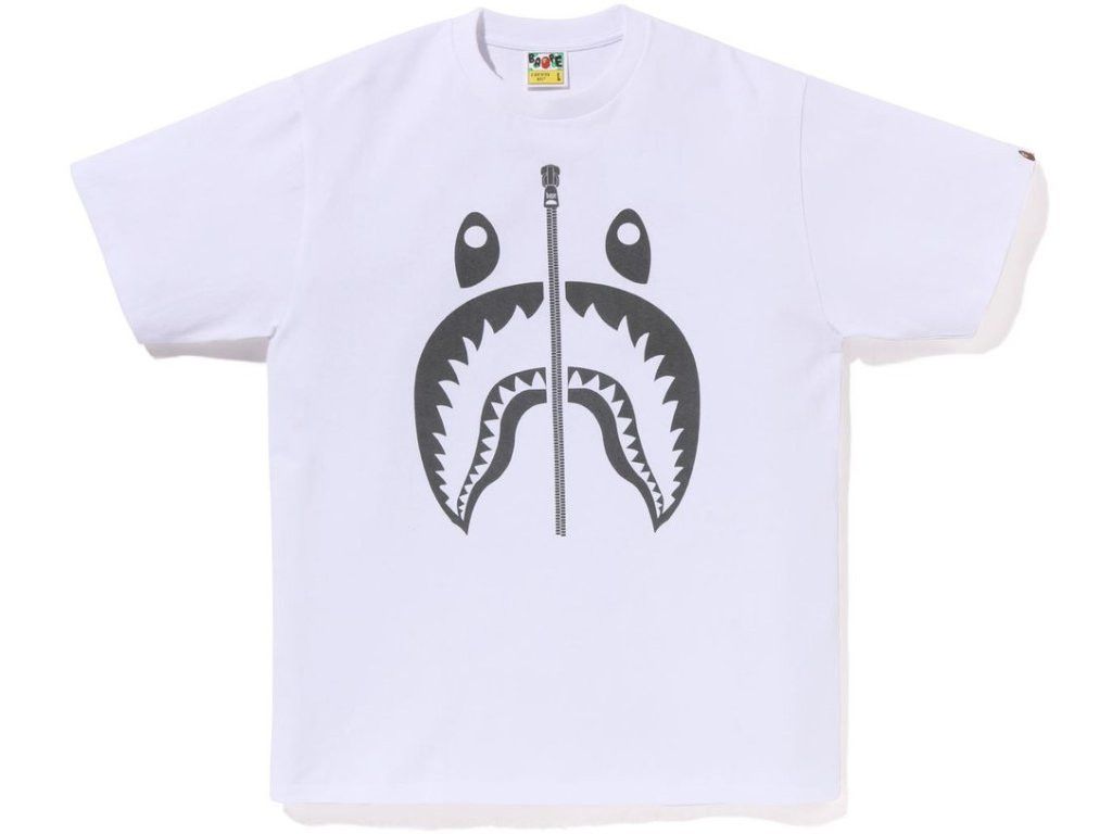 Image of Bape Pigment Shark Tee in White, Men's (Size XL)