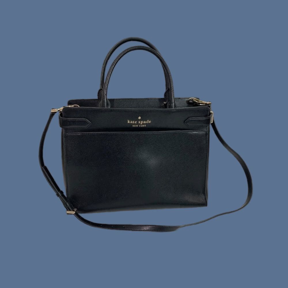 Vintage VINTAGE Kate Spade Staci Large Satchel Handbag Black Saffiano Leather WKRU6949 Satchel/Top Handle Bag Womens Leather Black WKRU6949 Size ONE SIZE - 1 Thumbnail