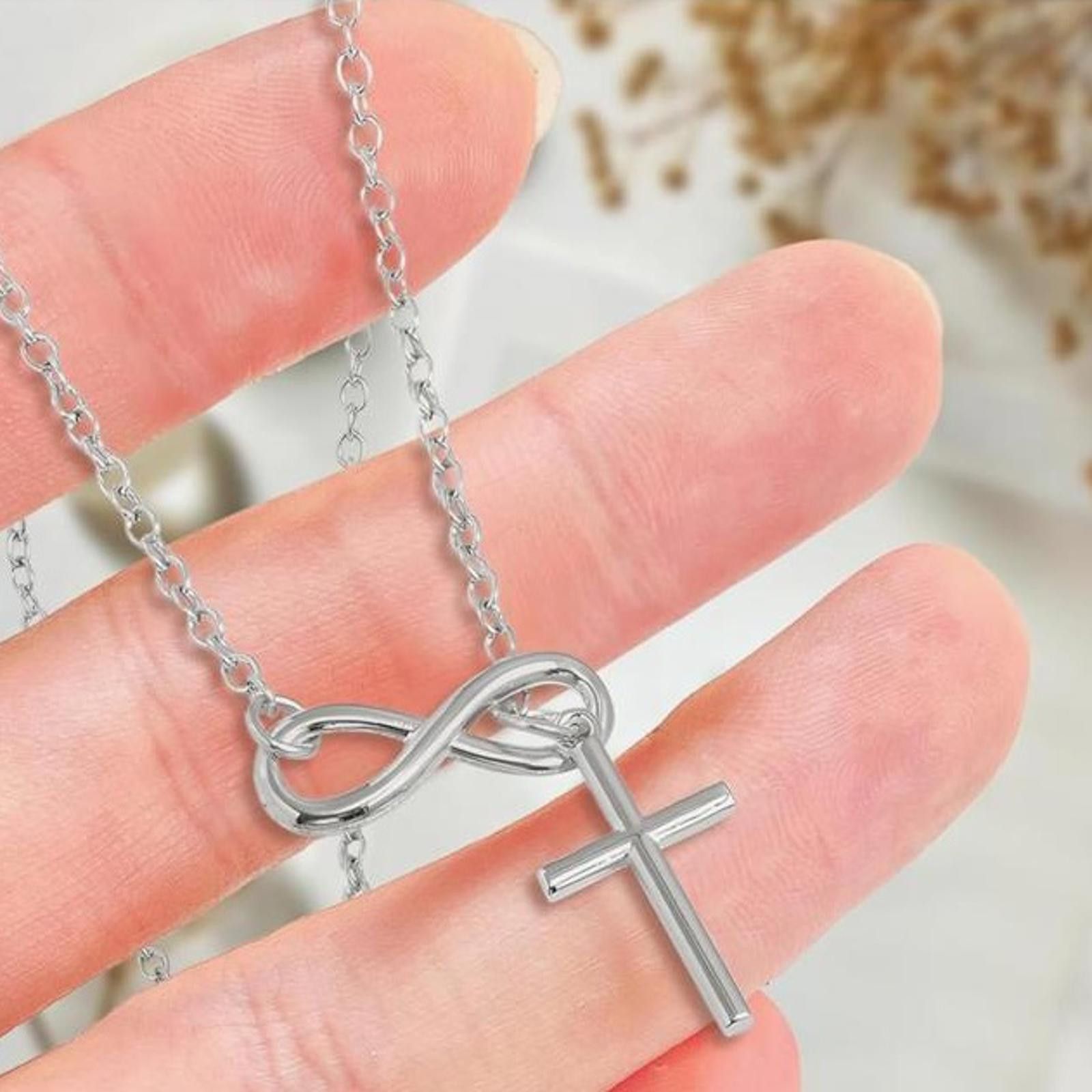 The Unbranded Brand Silver Toned Metal Cross Infinity Necklace Women's Jewelry Size ONE SIZE - 1 Thumbnail