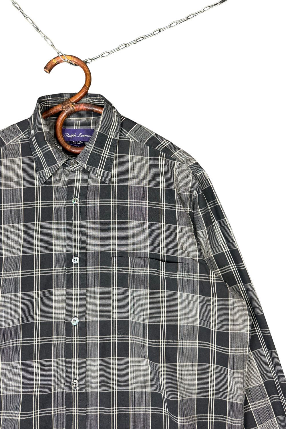 ss04 RL Purple Label Made in Italy Glen Plaid Cotton Shirt image 8