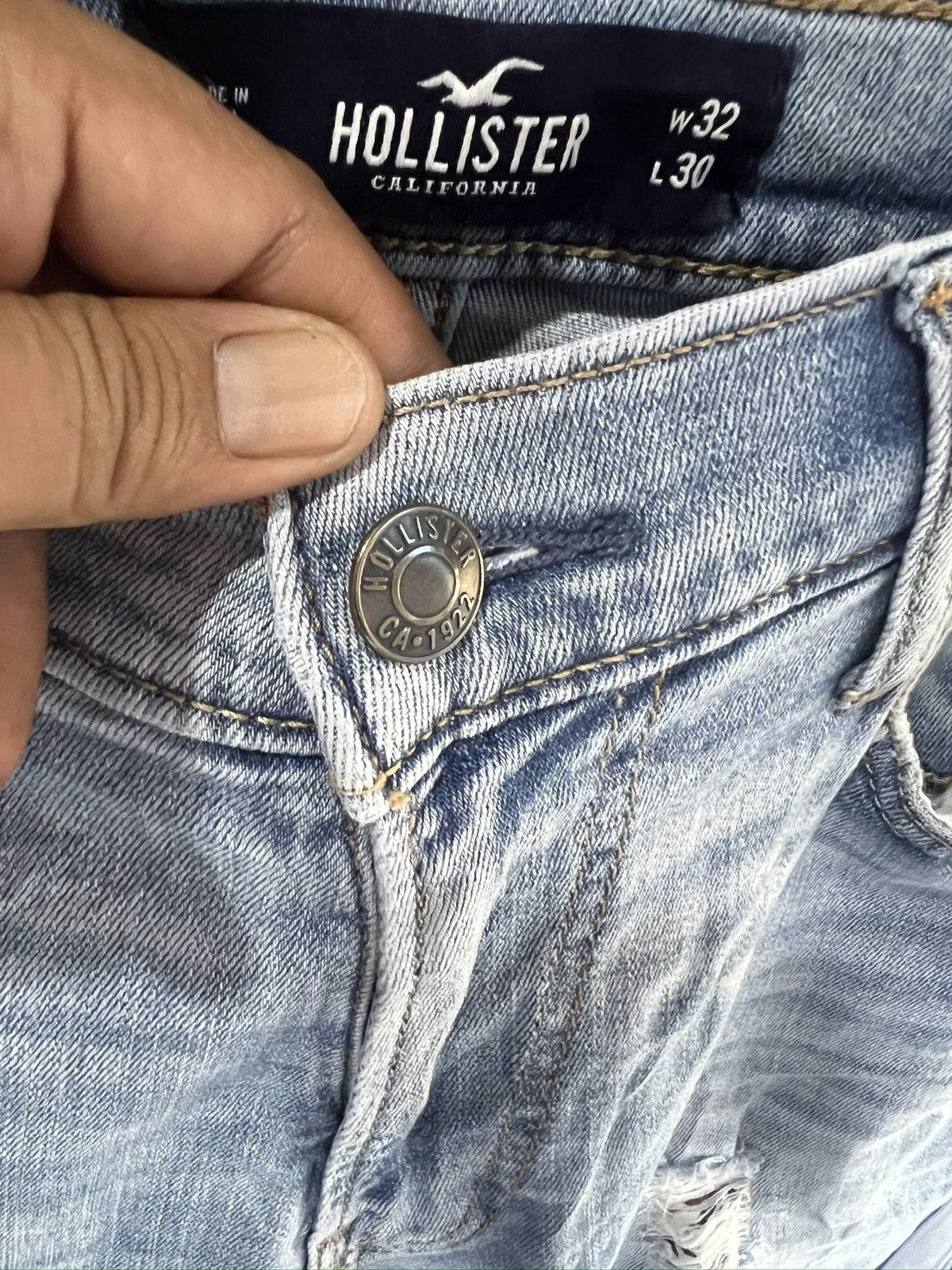 Hollister 🔥Hollister Side Stripe Distressed Denim Size US 31 - 9 Thumbnail