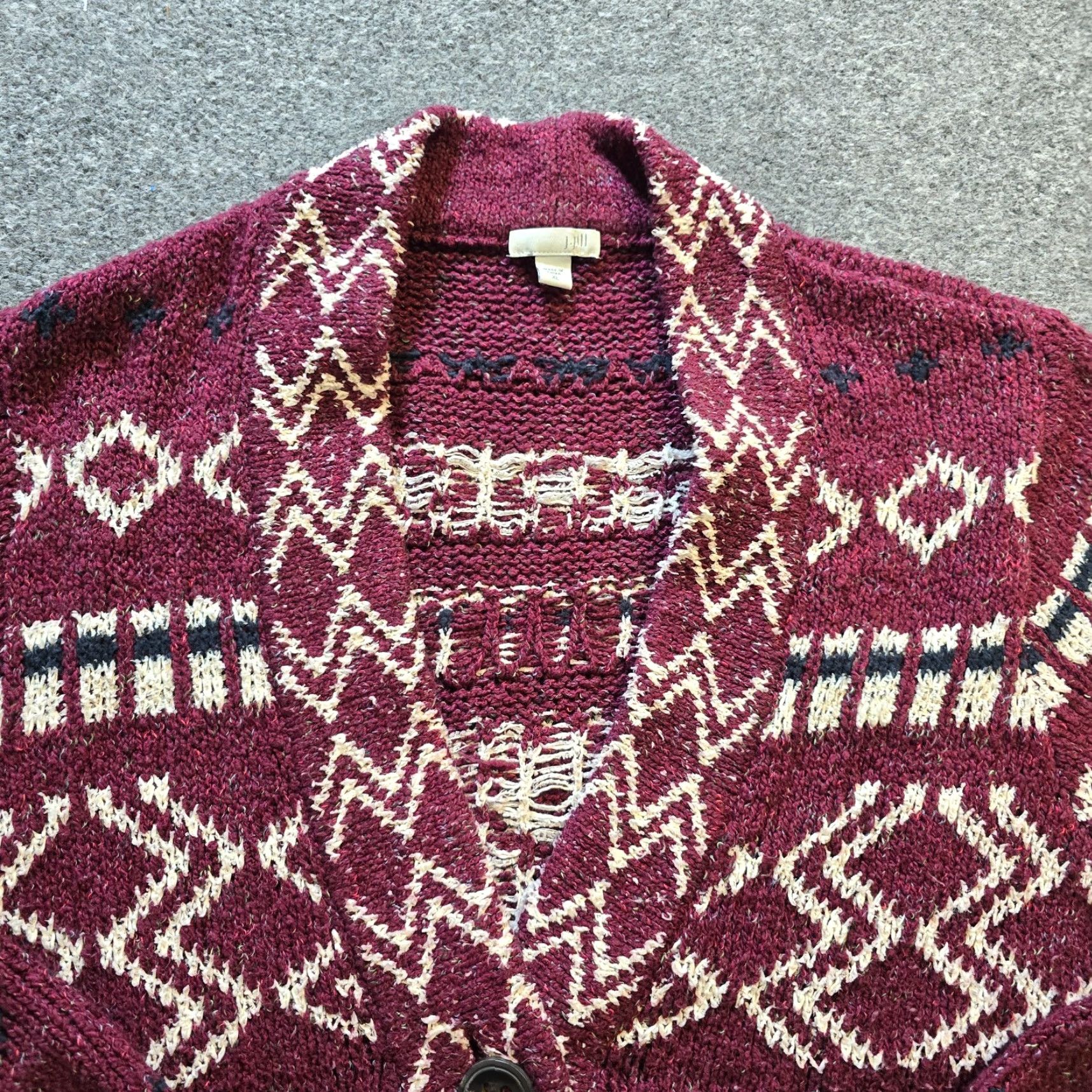 J. Jill VINTAGE J Jill Cardigan Womens XL Red Burgundy Aztec Long Duster Sweater Capsule Size XL / US 12-14 / IT 48-50 - 2 Thumbnail