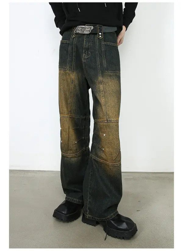 Japanese Brand Vintage washed distressed loose-fitting cargo jeans Size US 32 / EU 48 - 1 Thumbnail