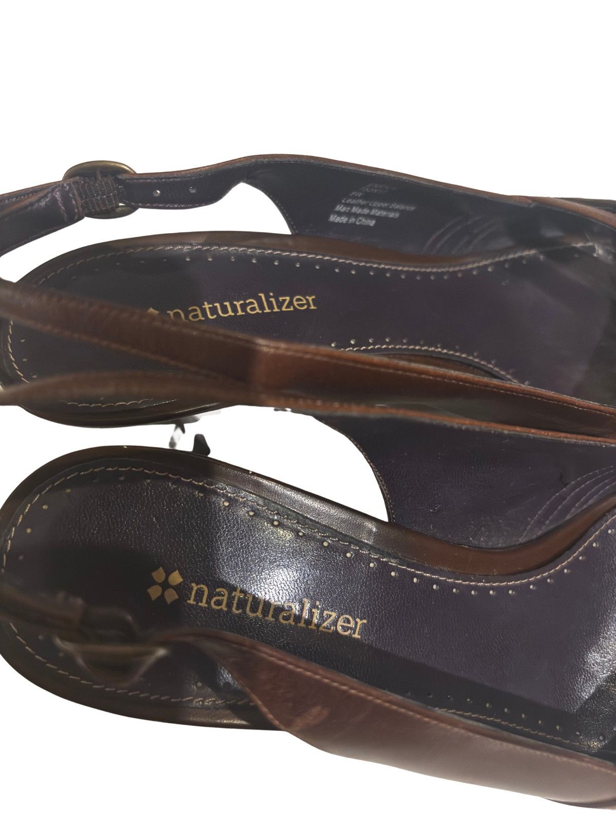 Naturalizer Brown leather slingback Heels.wf7521 Size US 8 / IT 38 - 9 Thumbnail