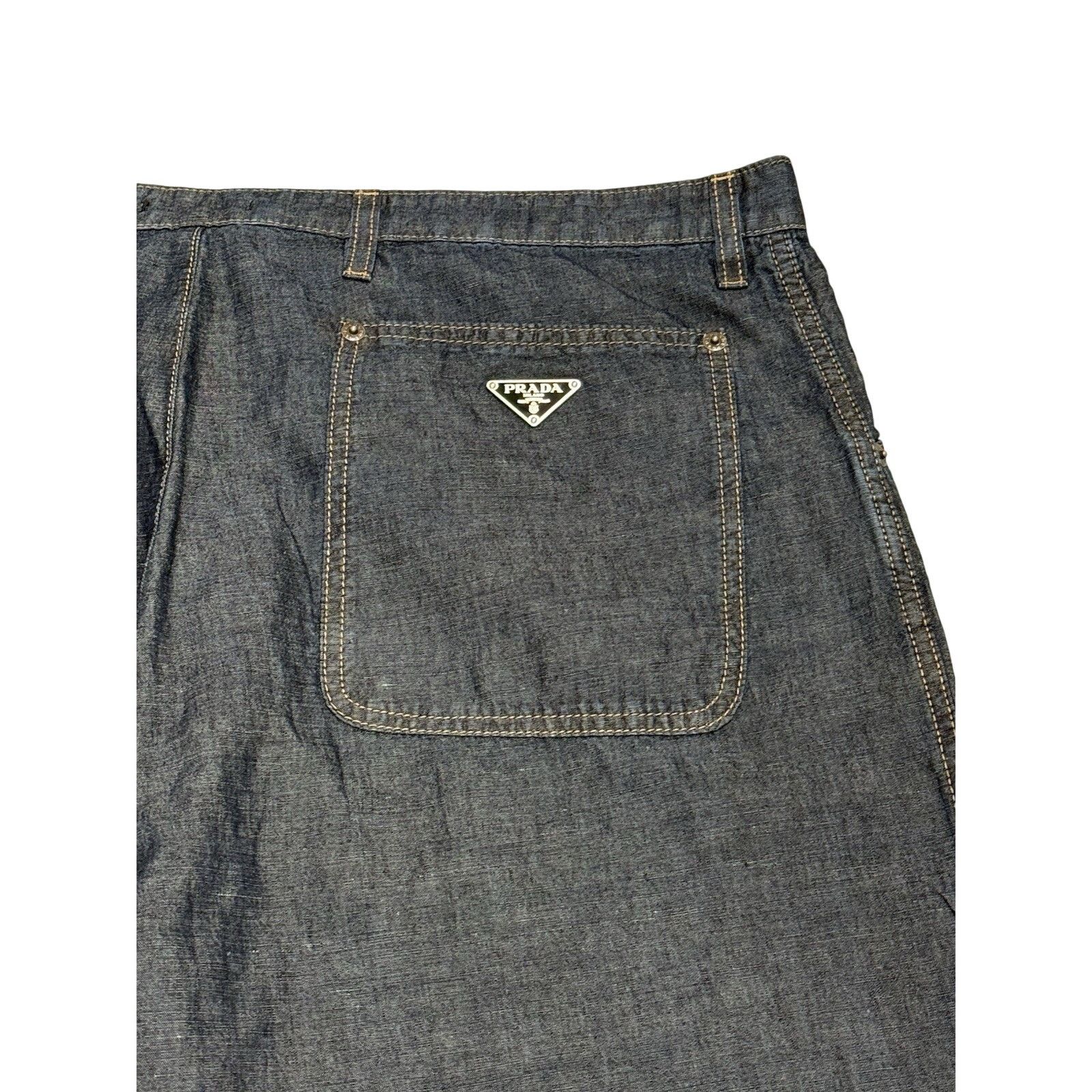 Prada PRADA Re-Nylon WIDE LEG DENIM TROUSERS BELT LOOPS XXL $1890 Size US 38 / EU 54 - 3 Thumbnail