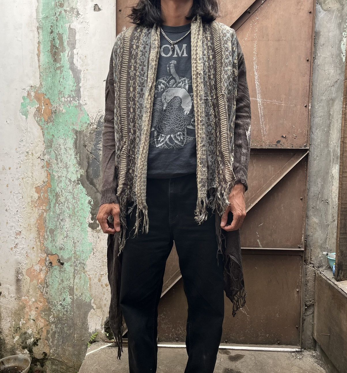 Le Grande Bleu (L.G.B.) BBP fringe knit outer cardigan vkei grunge style Size US L / EU 52-54 / 3 - 2 Thumbnail