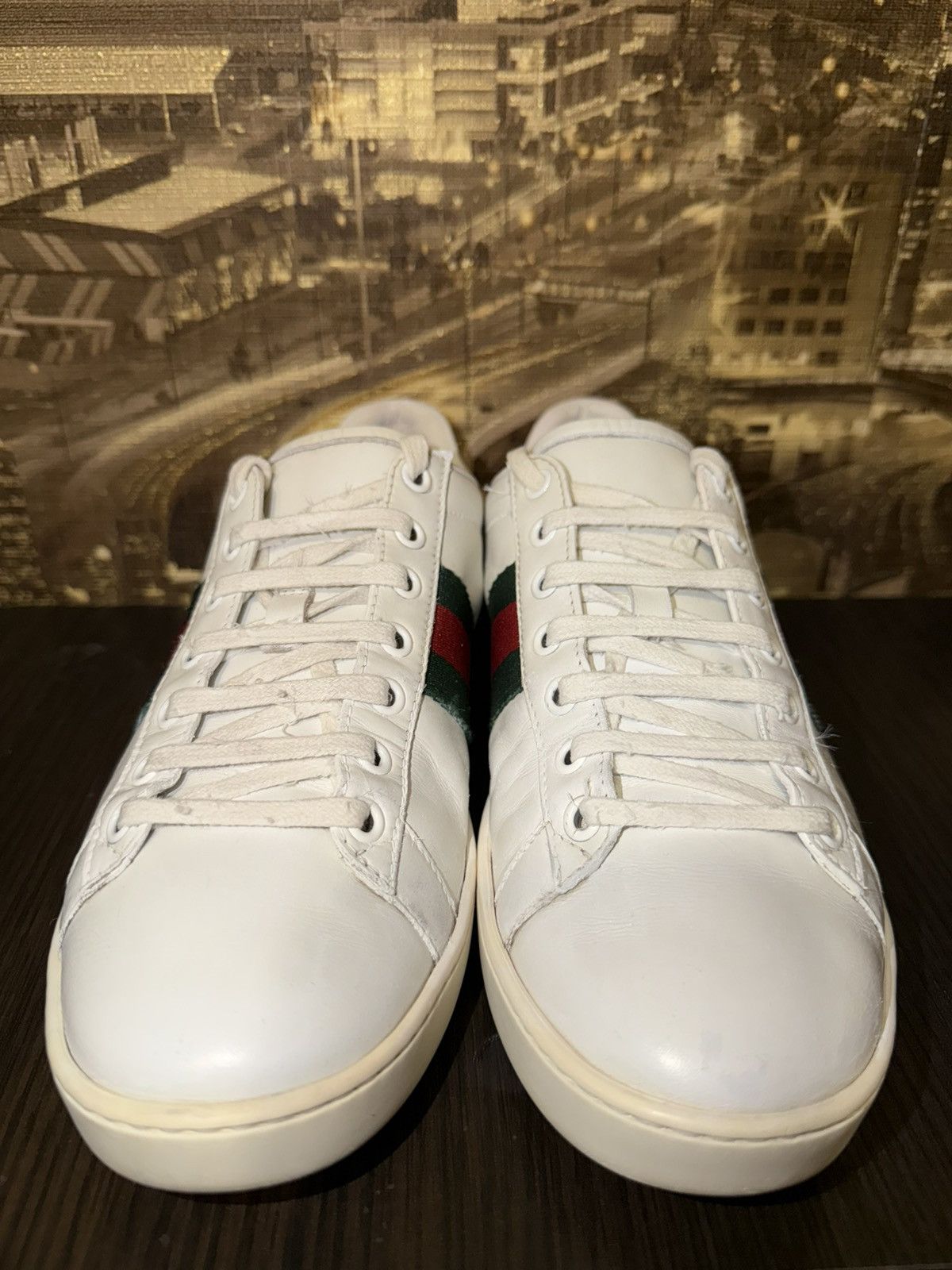 Gucci Gucci Ace Bee White Leather Low Top REd Green Snakeskin 37,5 Size US 7.5 / IT 37.5 - 6 Thumbnail
