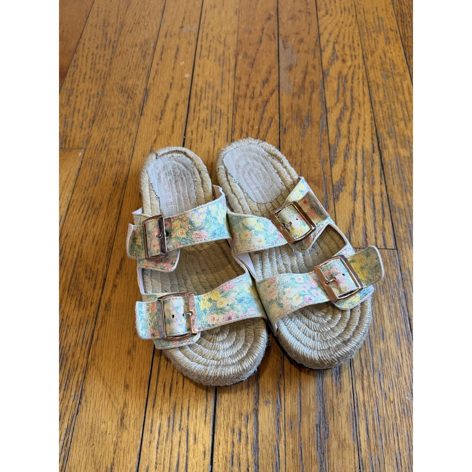 LoveShackFancy LoveShackFancy Manebí Nordic Floral Leather Espadrille Slide Size US 8.5 / IT 38.5 - 1 Thumbnail