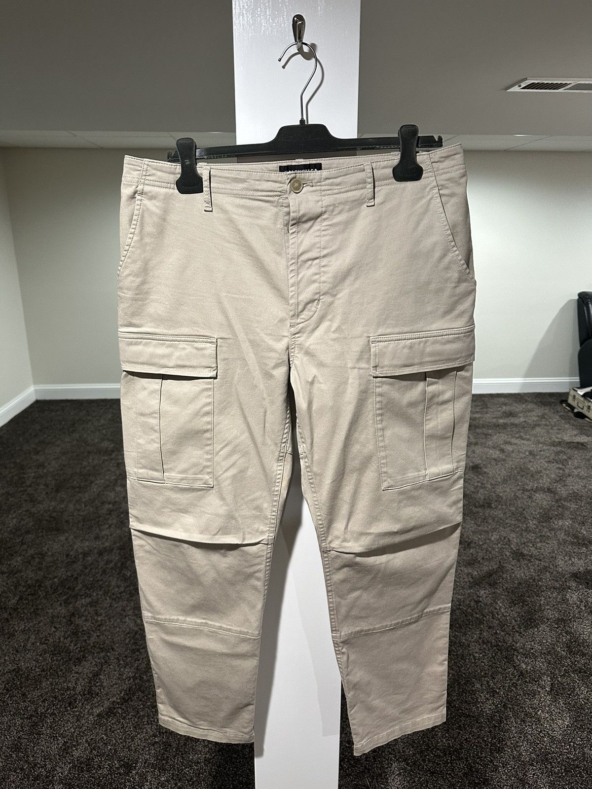 image of Balenciaga Khaki Straight Leg Cargo Pants, Men's (Size 34)