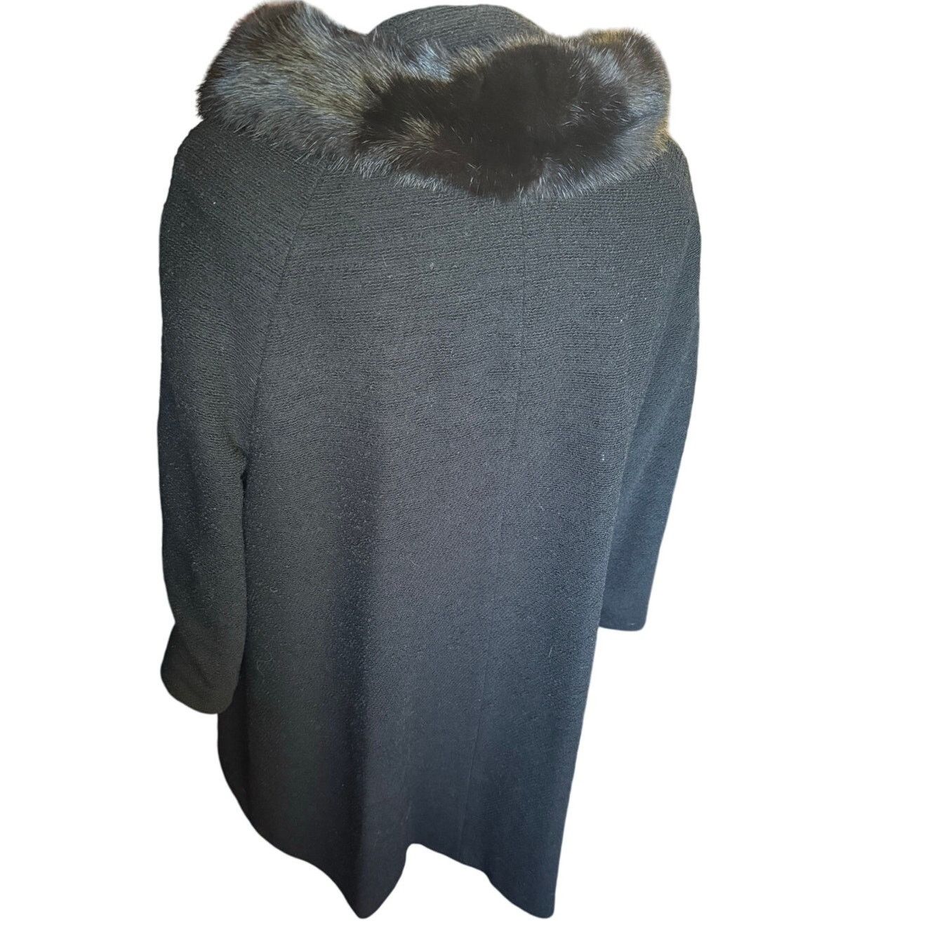 Vintage Vintage Betty Rose Black Wool Coat Fur Collar Jacket Small Size S / US 4 / IT 40 - 6 Thumbnail