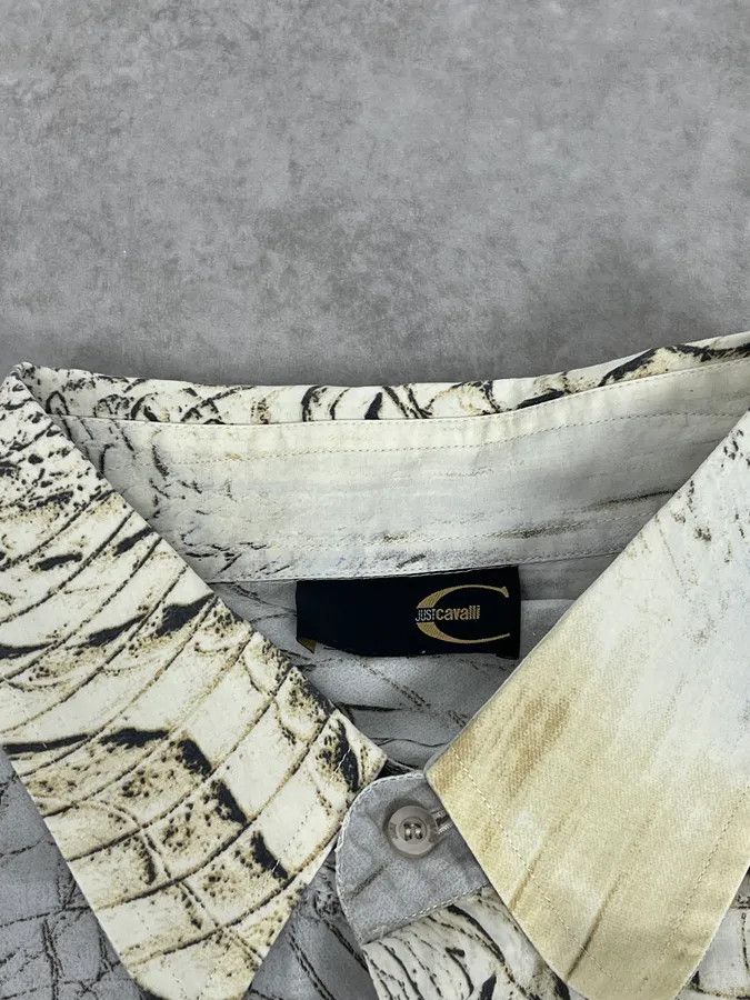 Just Cavalli SS2002 Cavalli Beige Crocodile Effect Abstract Shirt Size US S / EU 44-46 / 1 - 10 Thumbnail