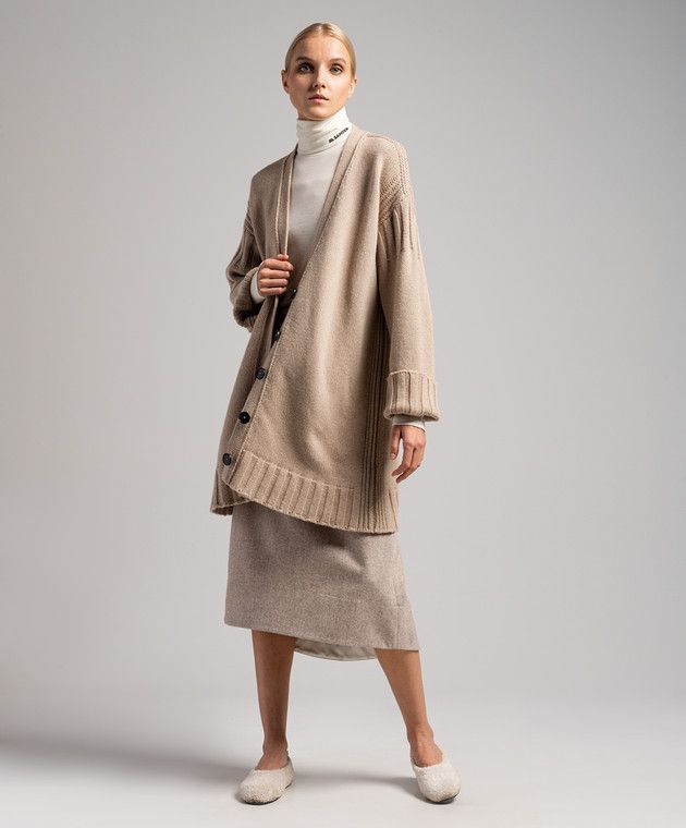 Jil Sander o1y1025 Cardigan in Beige Size XS / US 0-2 / IT 36-38 - 2 Thumbnail
