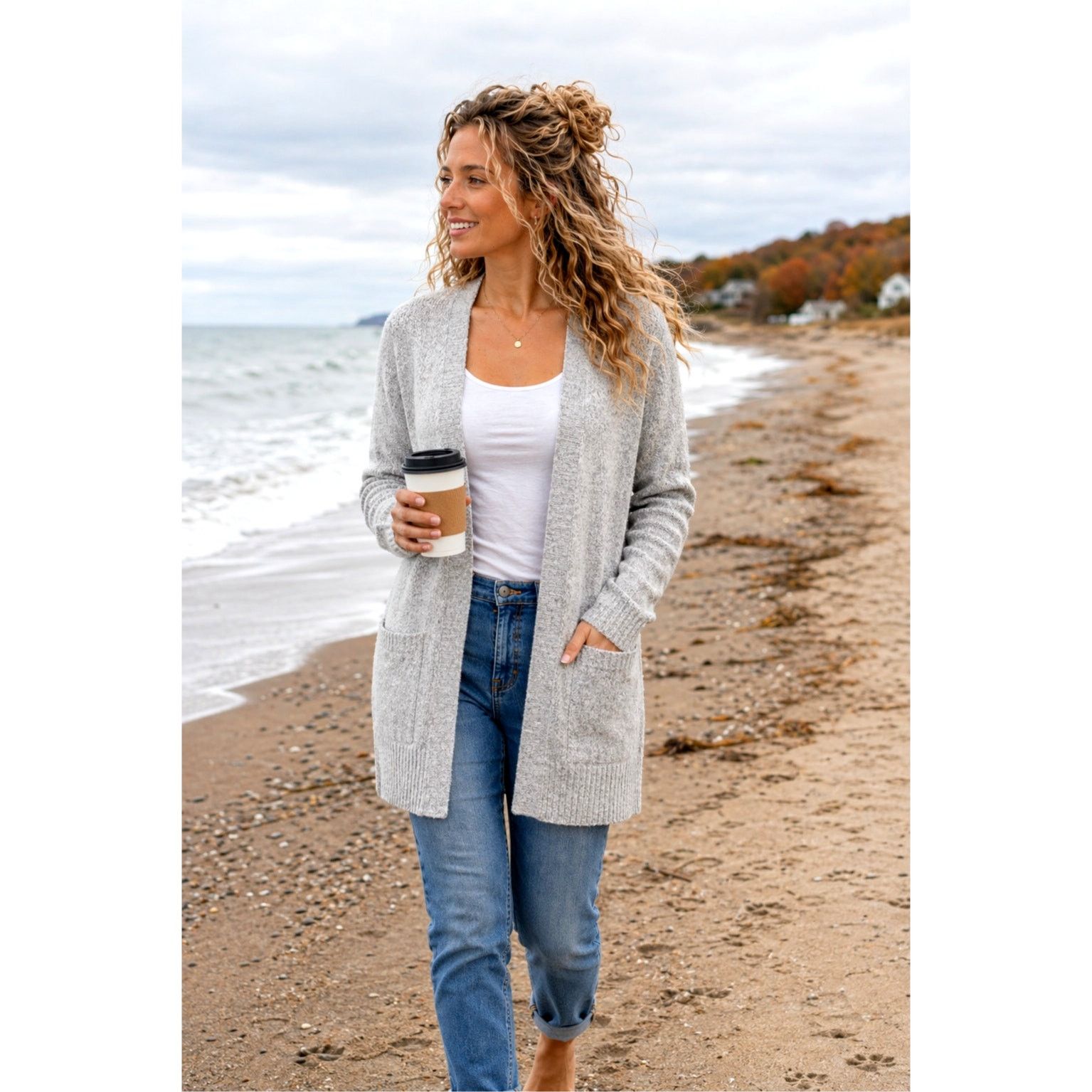 Other Love Ellie Two Pocket Open Cardigan - Gray - size L Size L / US 10 / IT 46 - 1 Thumbnail