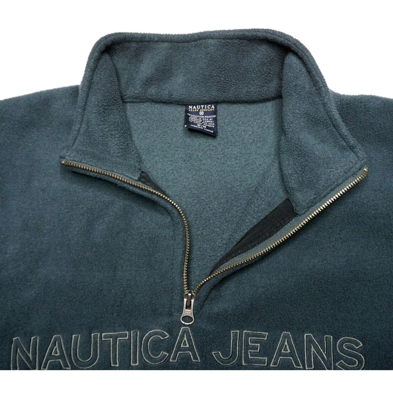 Nautica VINTAGE NAUTICA JEANS Men Medium Blue Spellout 1/4 Zip Fleece Pullover Made In USA Size US M / EU 48-50 / 2 - 2 Thumbnail