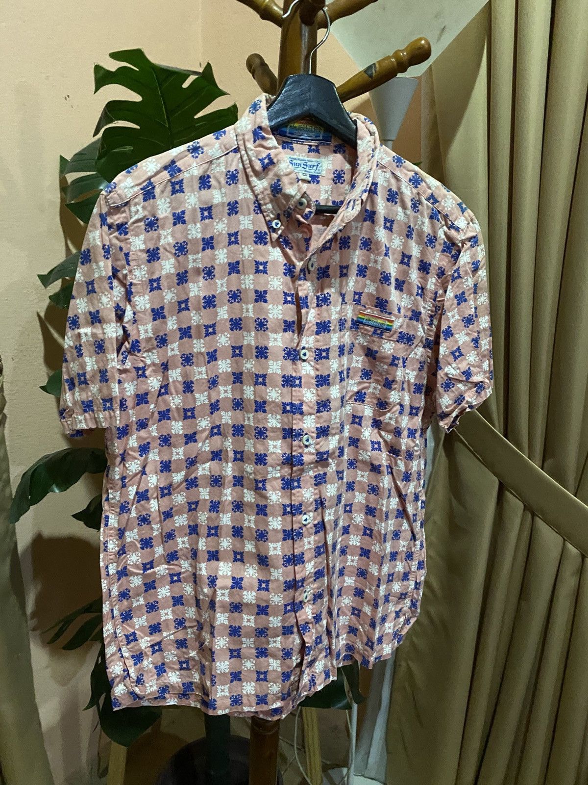 Sun Surf Sun Surf Leilani Hawaiian Aloha Shirt Pink Blue Floral Check Size US M / EU 48-50 / 2 - 5 Thumbnail