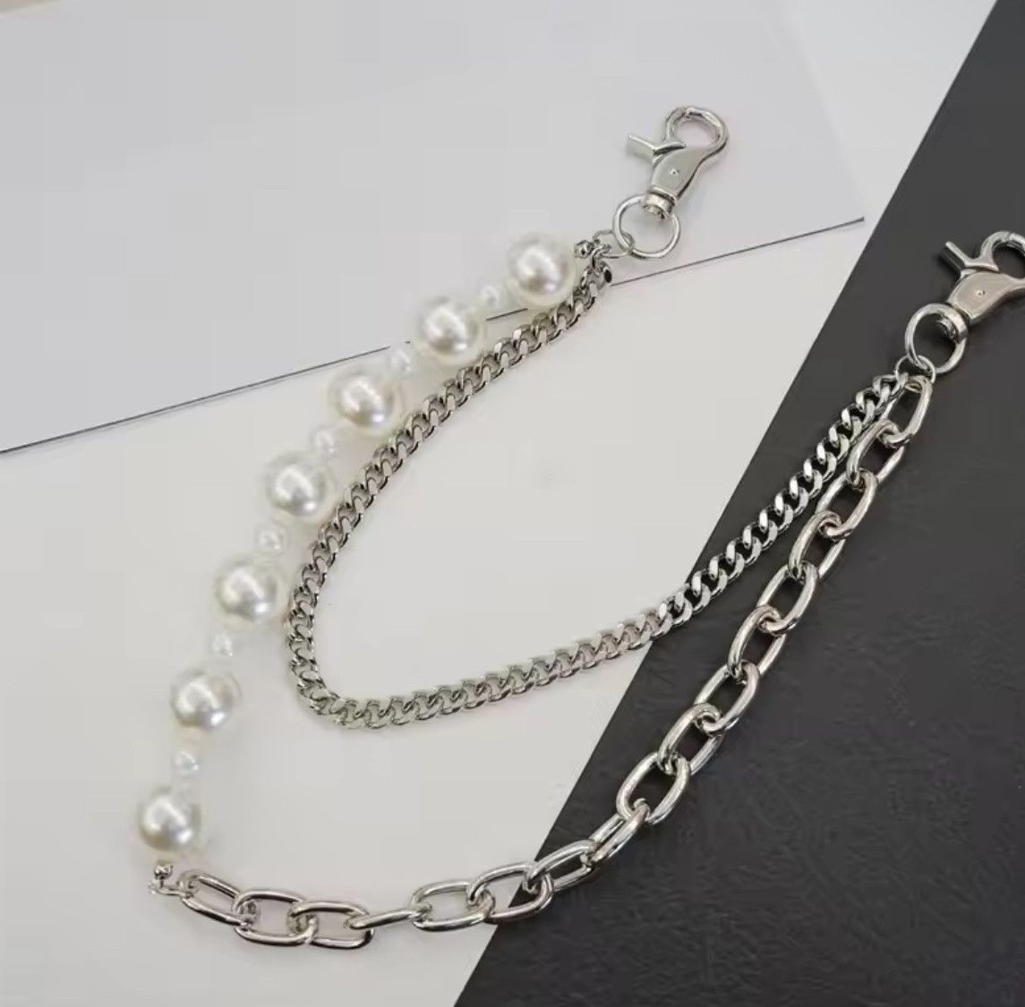 Other Hip Hop Multilayer Imitation Pearl Pants Chain Wallet Belt Size ONE SIZE - 2 Thumbnail