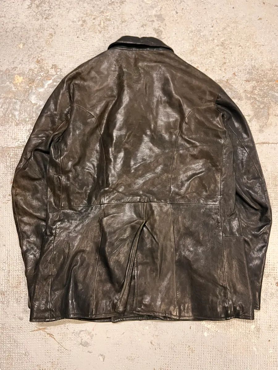 Emporio Armani AW2006 Emporio Armani Officer Buttoned Black Leather Peacoat Jacket Size US L / EU 52-54 / 3 - 7 Thumbnail