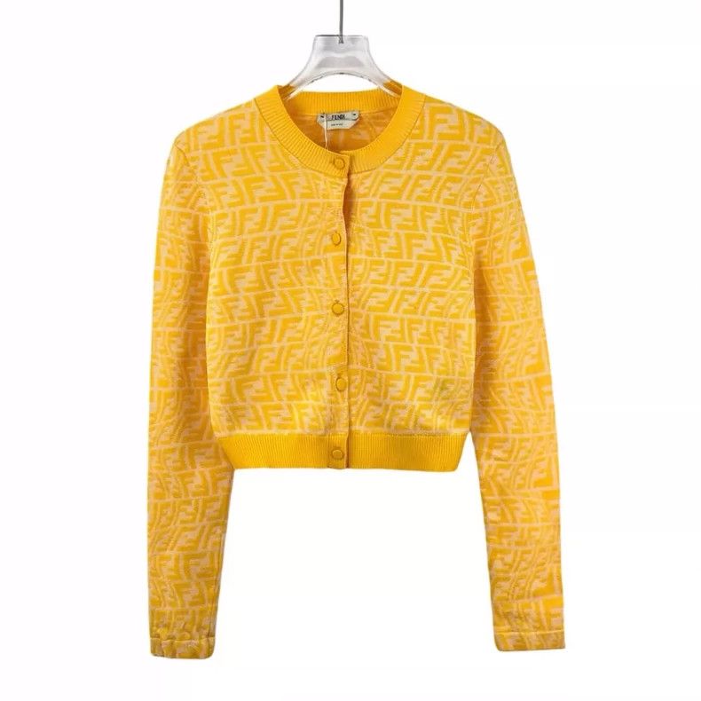 Fendi FENDI Yellow logo letter full-print crewneck single-breast Size XS / US 0-2 / IT 36-38 - 1 Thumbnail