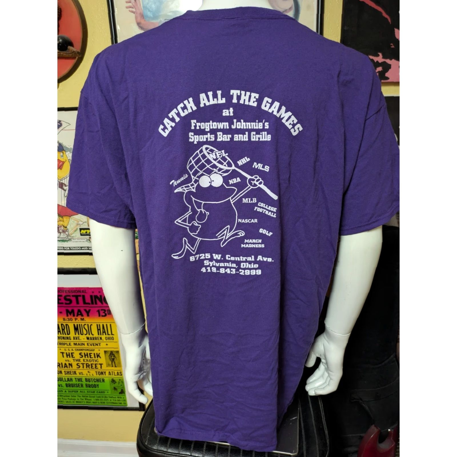 Jerzees VINTAGE Frogtown Johnnies Dive Bar T Shirt 2XL Purple Jerzees 50/50 Men XL? Size US XXL / EU 58 / 5 - 3 Thumbnail