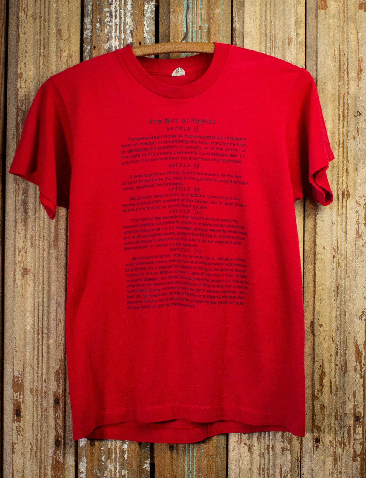 image of Vintage Bill Of Rights Graphic T Shirt 80's in Red, Men's (Size Small)