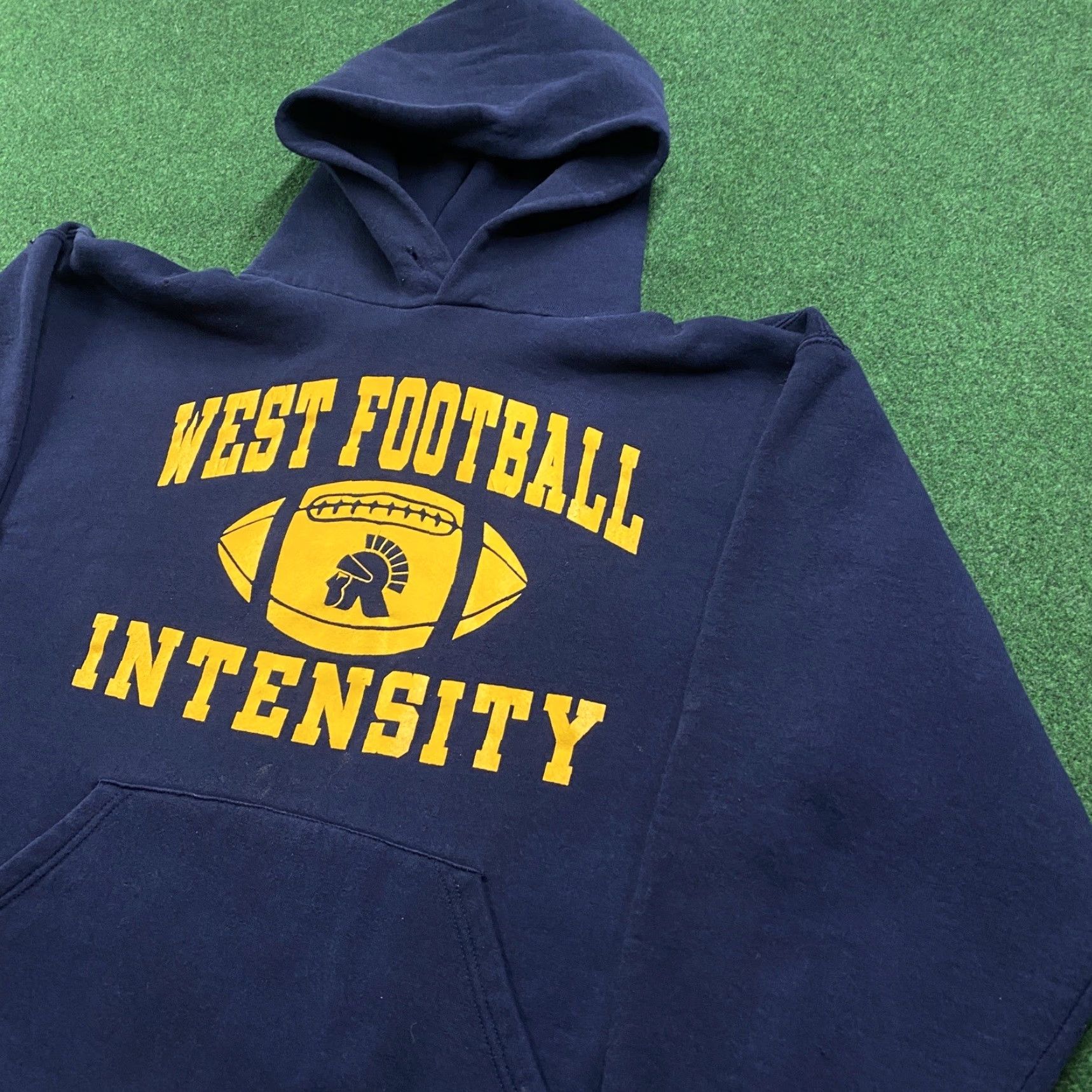 Vintage VINTAGE Russell Hoodie Mens L Blue 90s School Logo Graphic Print Sweatshirt Size US L / EU 52-54 / 3 - 2 Thumbnail