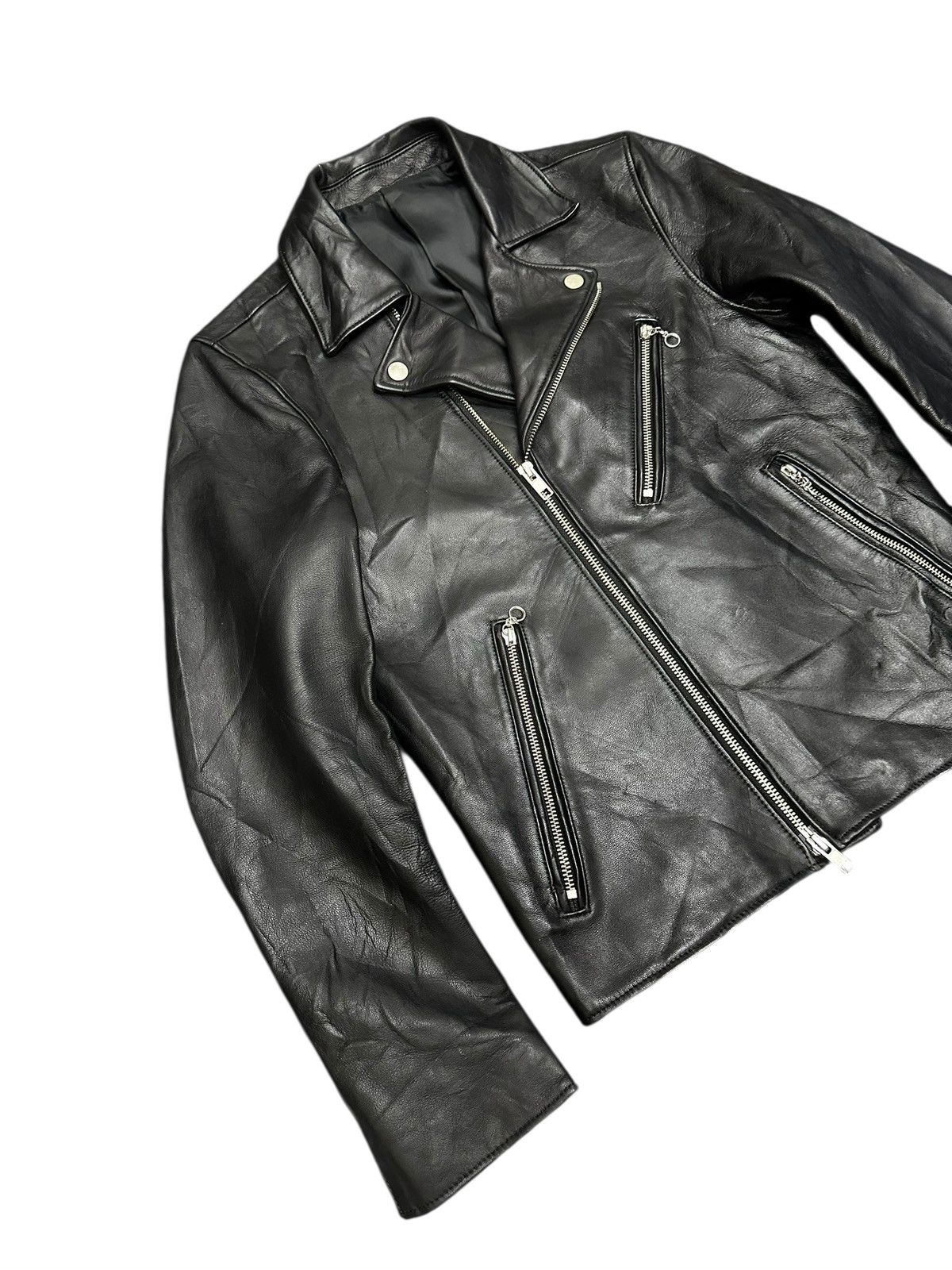 LIDNM Double Collar Leather Jacket