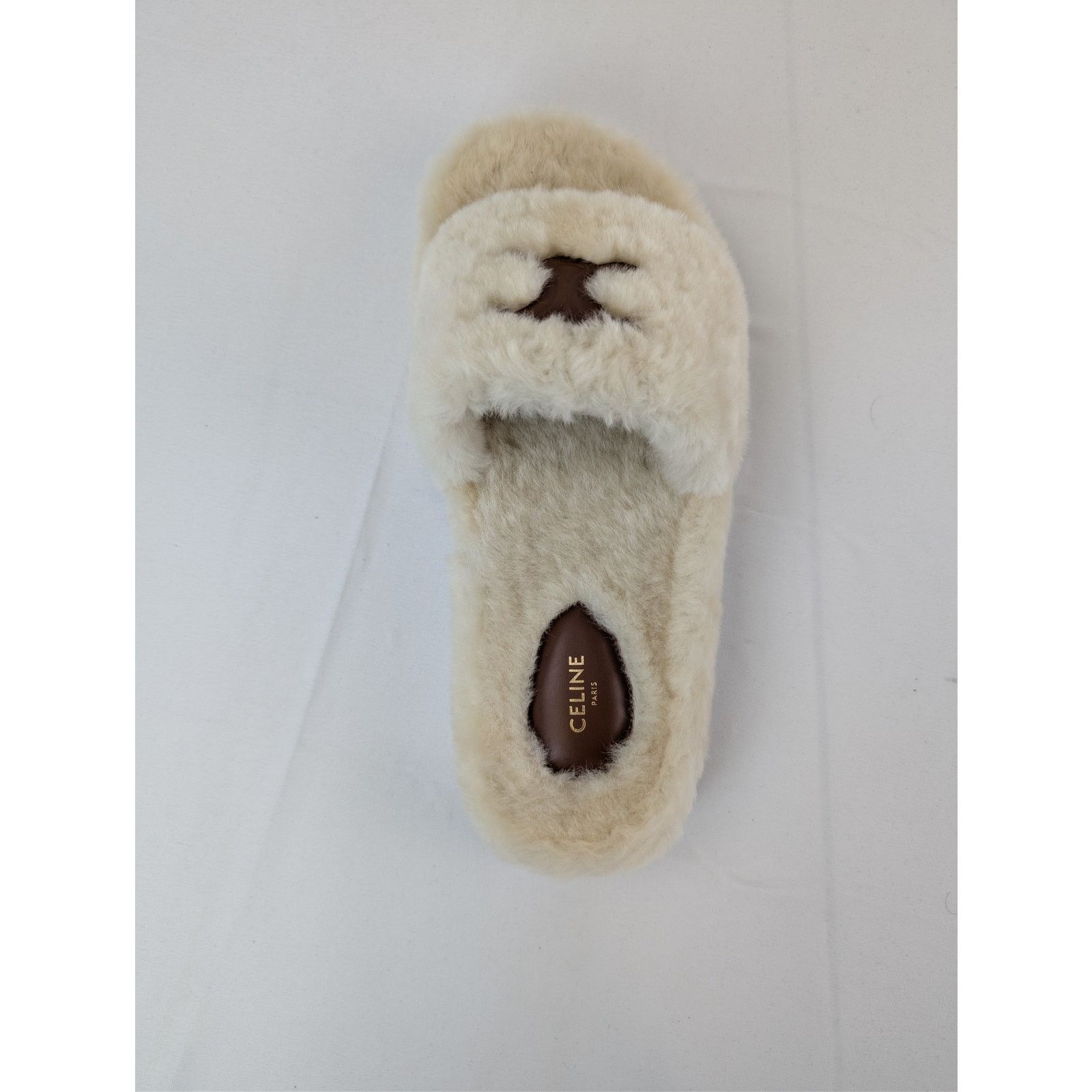 Celine o1rshd1 Fur Slides in Shearling Slide Slipper in Beige Size US 10 / IT 40 - 16 Thumbnail