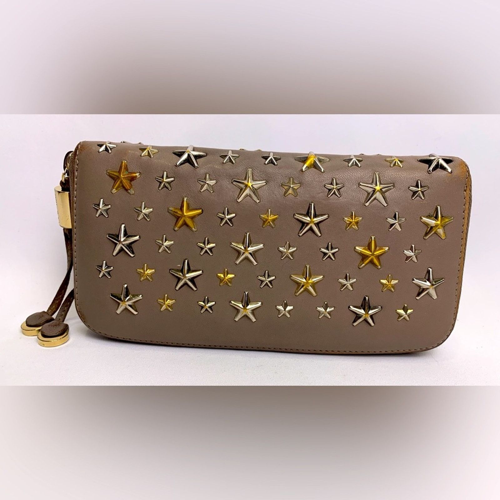 Jimmy Choo Jimmy Choo Filipe Star-Studded Brown Leather Zip Long Wallet Size ONE SIZE - 1 Thumbnail