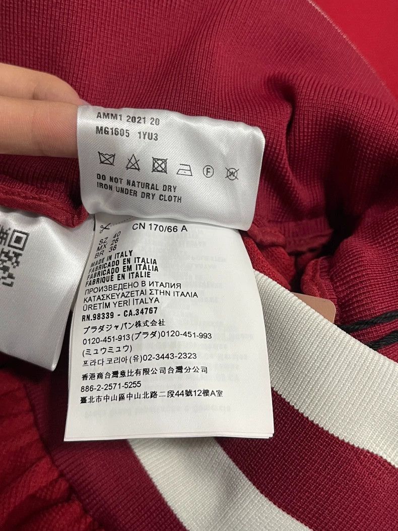 Prada Miumiu Red Skirt with White Stripes -2505 Size 39" - 6 Thumbnail