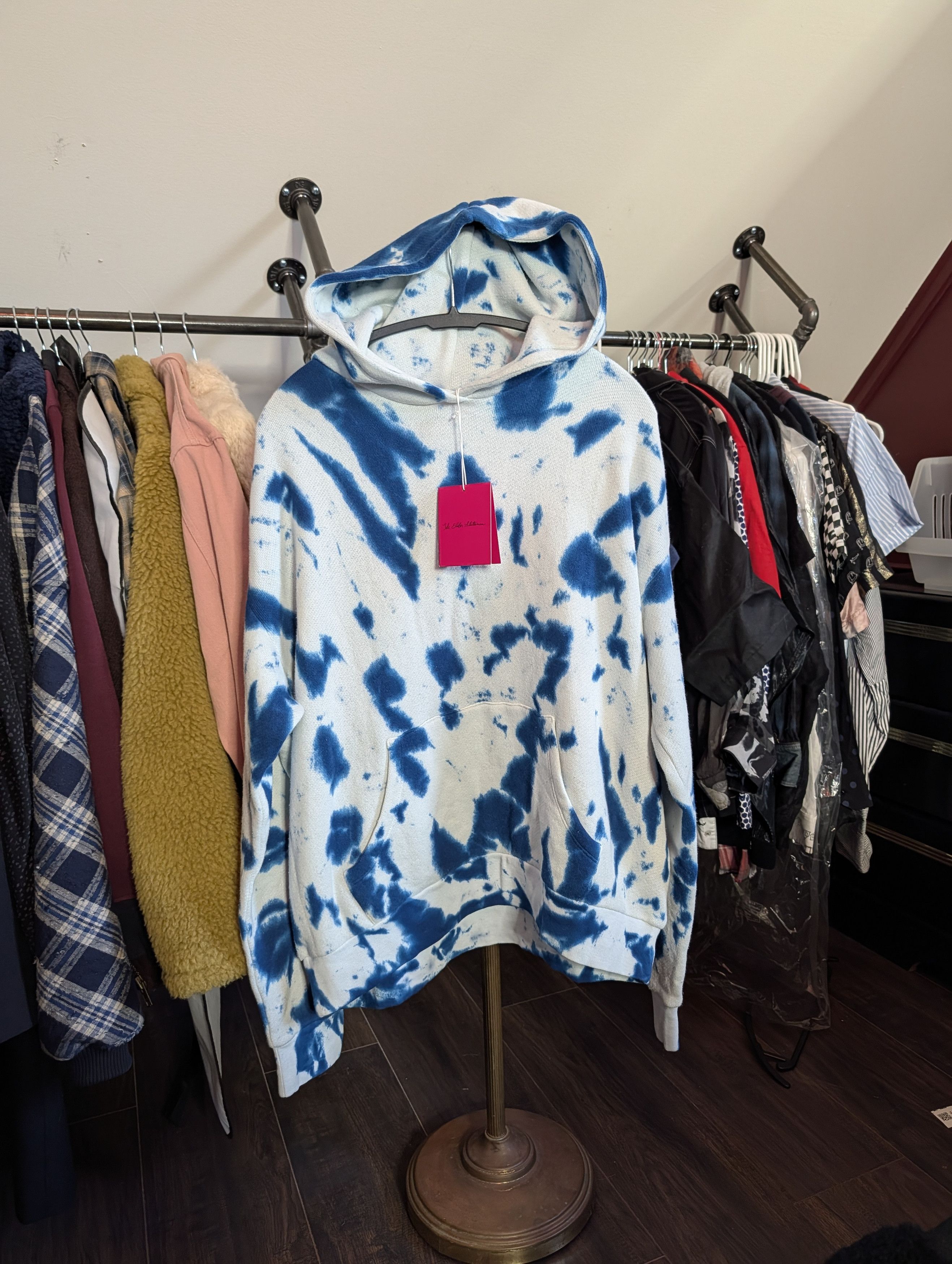 The Elder Statesman Cotton/Cashmere Knit Blue/White Tie Dye Hoodie NWT Size US S / EU 44-46 / 1 - 1 Thumbnail