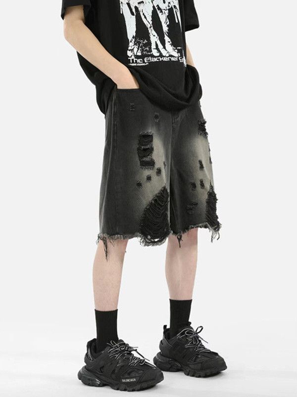 Japanese Brand Retro loose high street ripped denim shorts Size US 32 / EU 48 - 2 Thumbnail