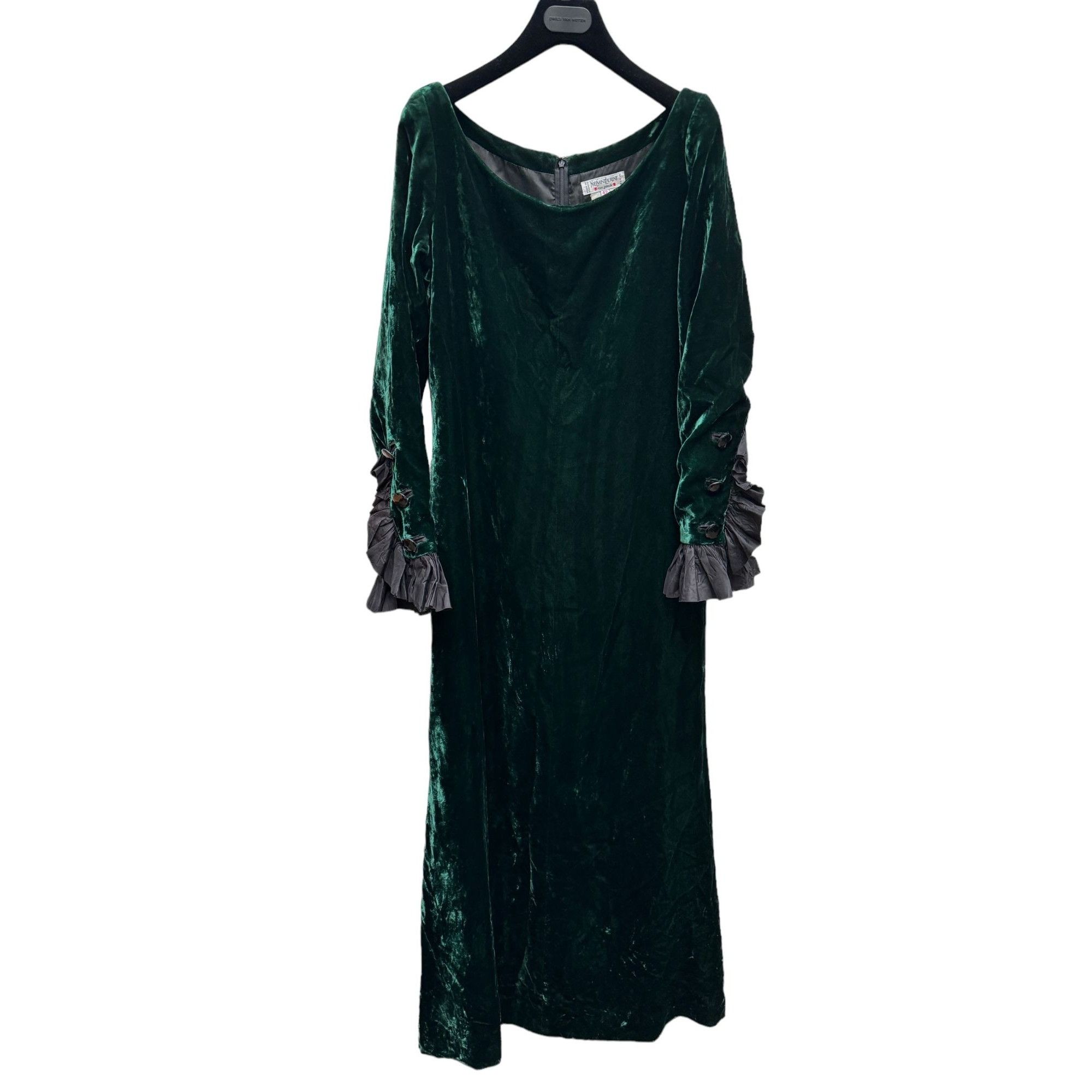 image of YVES Saint Laurent Vintage Green Velvet Dress in Emerald Green, Women's (Size Medium)