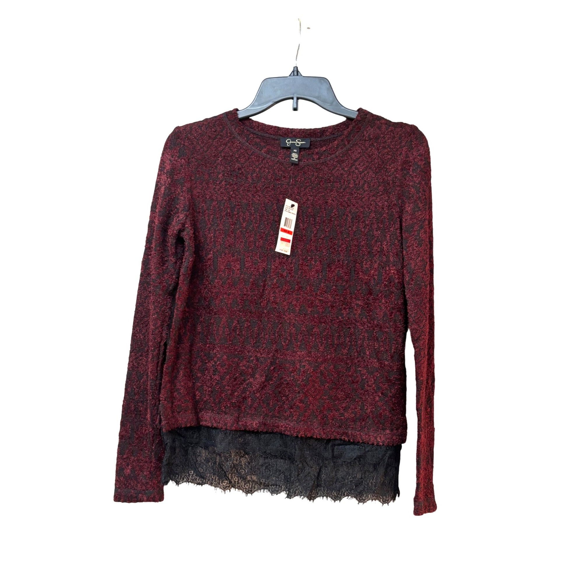 Jessica Simpson Jessica Simpson Junior’s Luna Lace-trimmed Sweater, Red Ve Size XS / US 0-2 / IT 36-38 - 4 Thumbnail