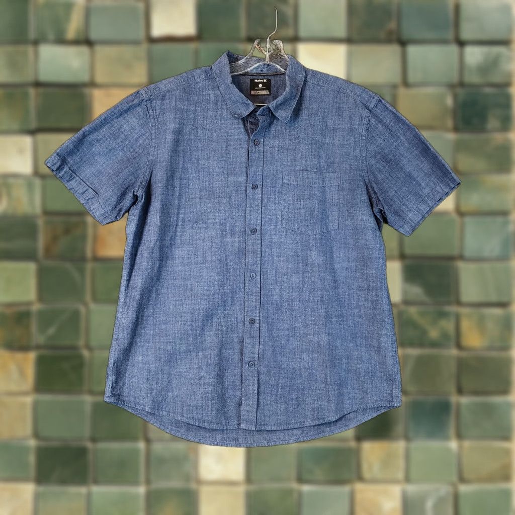 Hurley Hurley Men Short Sleeve Button-Up Shirt XL Blue Casual Summer Size US 36 / EU 52 - 1 Thumbnail