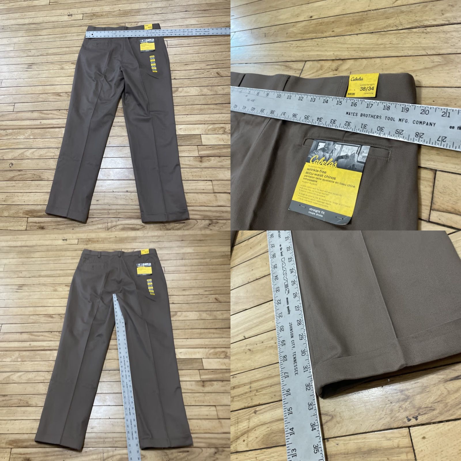 Vintage Cabela's Chino Pants Men 38x34 Brown AccuWaist Pleated Front Straight Twill NEW Size US 38 / EU 54 - 8 Thumbnail