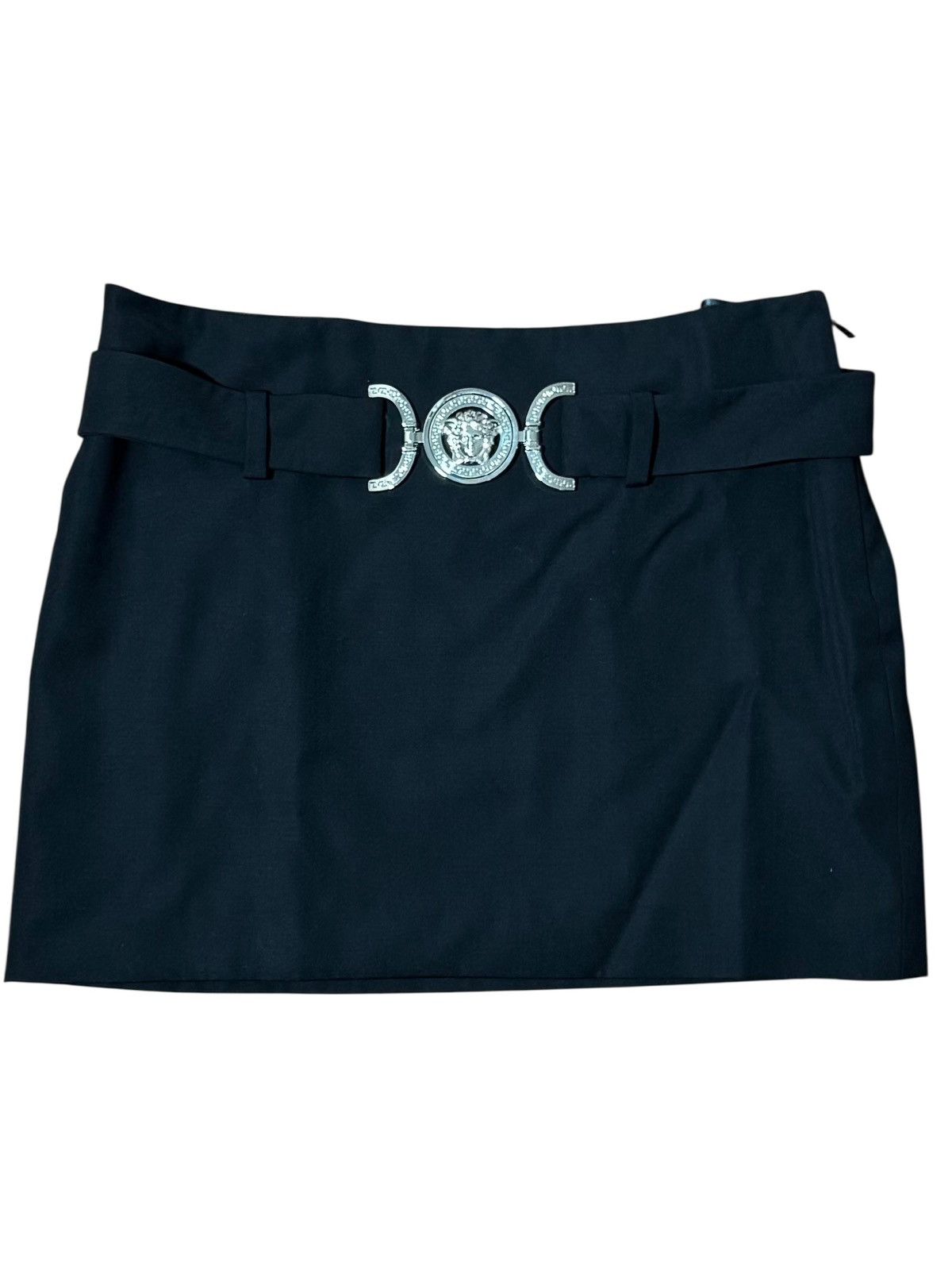 Versace Versace Black Wool Mini Skirt Medusa Belt 38 IT Size 26" / US 2 / IT 38 - 1 Thumbnail