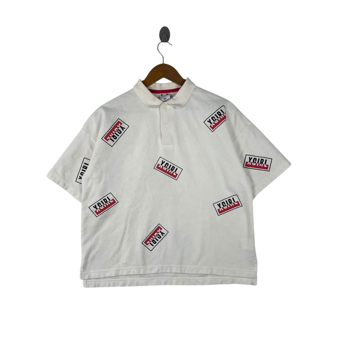 Vintage × X-Girl Vintage X-GIRL Japan Over Script Boxy Polo Tee Shirt Size L / US 10 / IT 46 - 1 Thumbnail