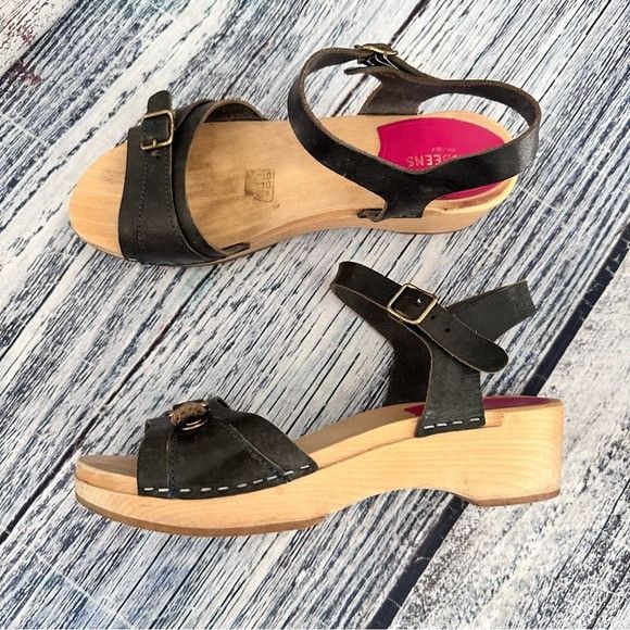 Swedish Hasbeens Swedish Hasbeens Black Leather Strappy Sandals Size US 6.5 / IT 36.5 - 7 Thumbnail
