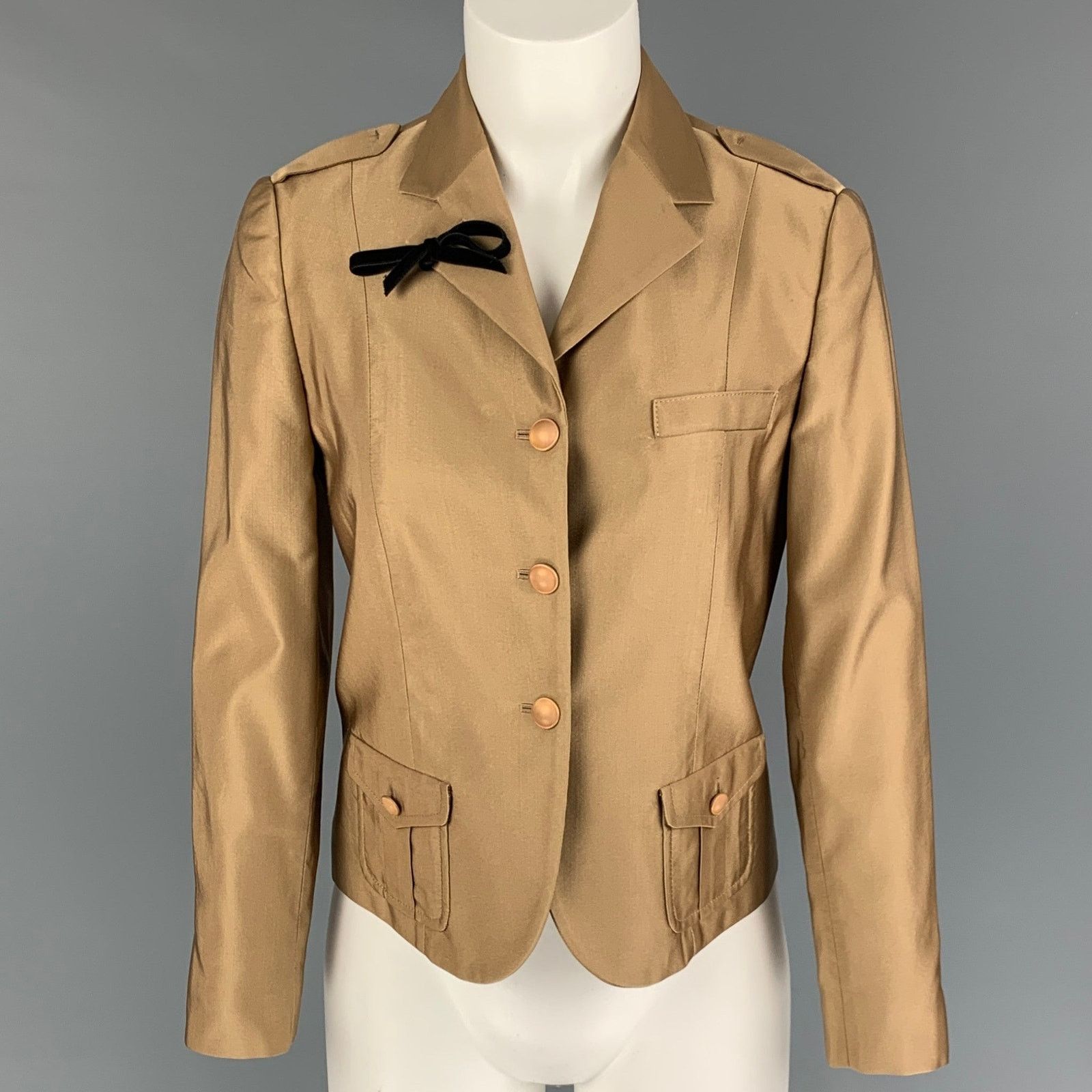 Prada PRADA Size 6 Copper Wool Silk Single Breasted Jacket Blazer Size M / US 6-8 / IT 42-44 - 1 Thumbnail