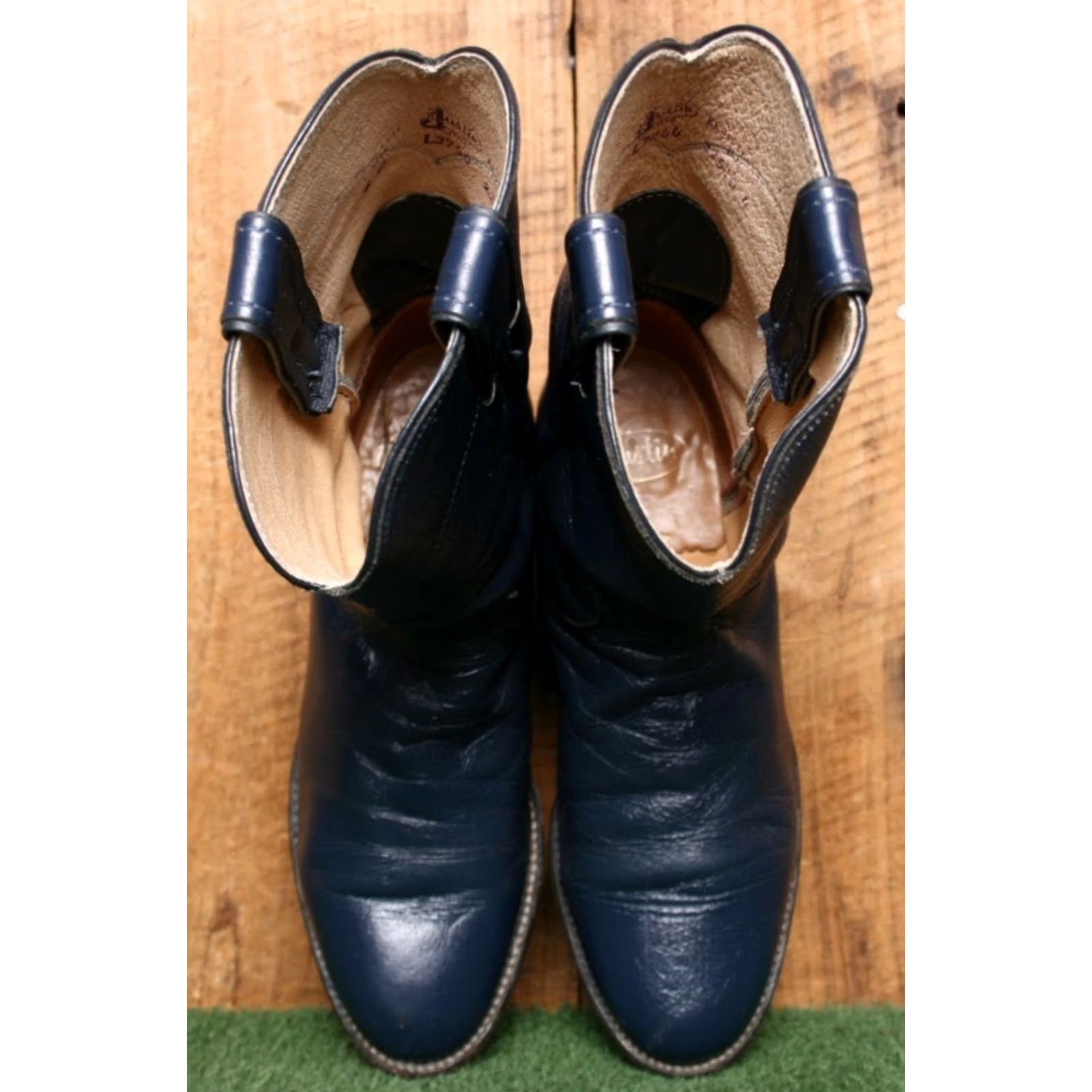 Justin Boots VINTAGE Justin Boots Western Boot Womens Size 6C Navy Blue Leather Pull On Mid-Calf Casual Cowboy Shoes Size US 6 / IT 36 - 4 Thumbnail