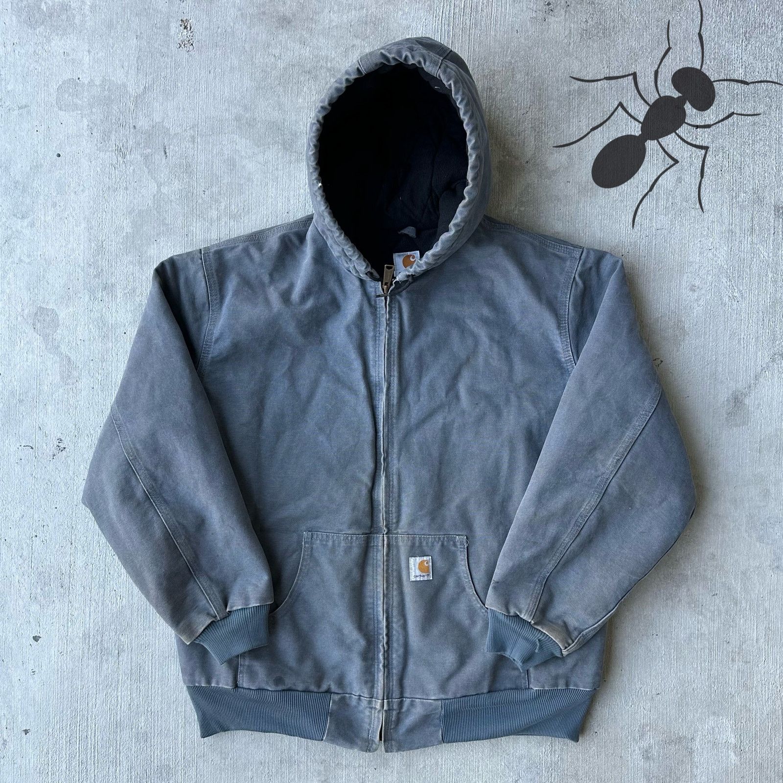 Carhartt × Vintage Vintage Carhartt Hooded Jacket Rare Blue J130 